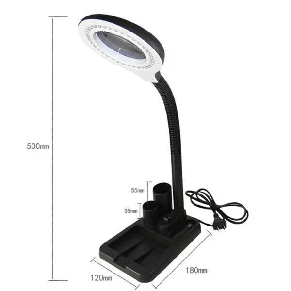 Profesionální LED lupa - Stojanová lupa - 11 W - Objektiv 85 mm - S 5násobnou lupou