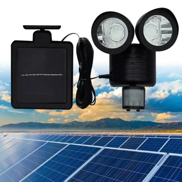 Solární nástěnné LED světlo s 5m kabelem, Nastavitelný úhel, Vodotěsné, Solární zahradní světlo s pohybovým senzorem, Bezpečnostní nástěnná lampa
