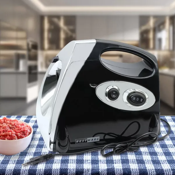 Elektrický mlýnek na maso z nerezové oceli s funkcí zpětného chodu klobás 3 otvory černý s výkonným a odolným 2800 W motorem na maso nebo ryby