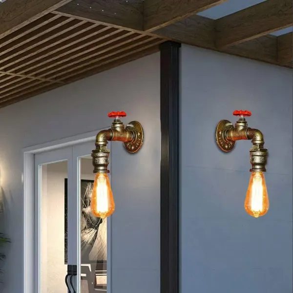 Sada 2 nástěnných retro kovových trubicových lamp pro domácnosti, jako jsou bary, kavárny, uličky.