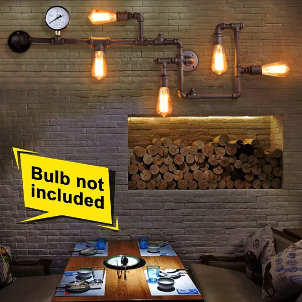 Kovová nástěnná lampa s vodní trubicí Creative Industrial 5 žárovek nástěnná lampa do obývacího pokoje Restaurace Kavárna Bar