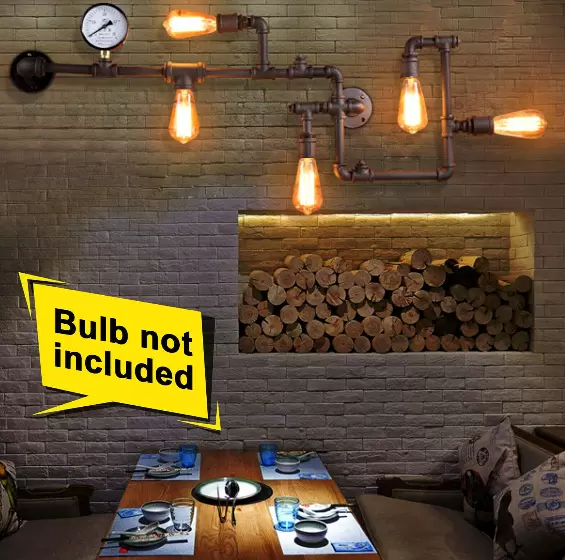 Kovová nástěnná lampa s vodní trubicí Creative Industrial 5 žárovek nástěnná lampa do obývacího pokoje Restaurace Kavárna Bar