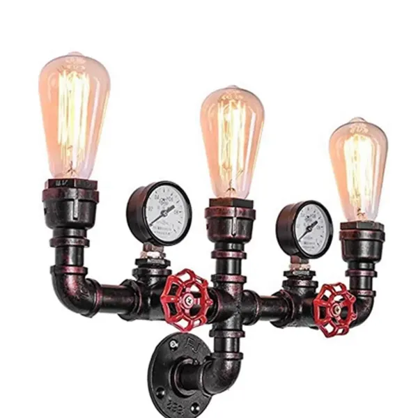 Vintage 3-Light St64 Nástěnné Svítidlo, Nástěnné Svítidlo z tepaného železa, Domácí Dekor, Steampunk, Chodba, Hospoda, Kavárna, Kuchyně