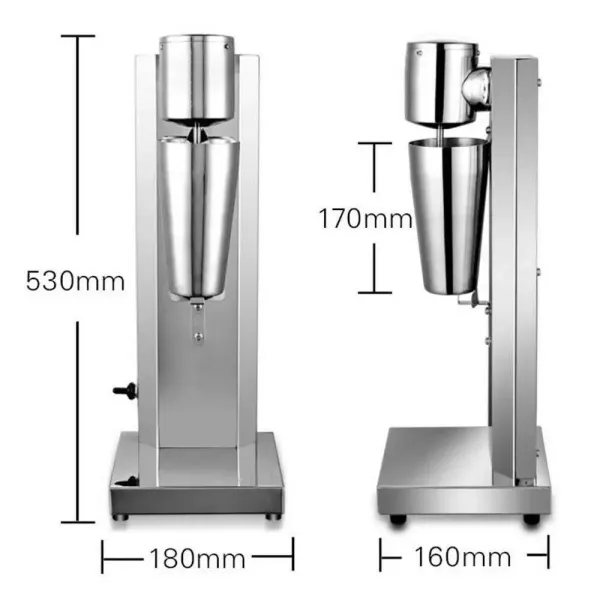 180W komerční stroj na mléčné koktejly z nerezové oceli s napěňovačem smoothie 650m