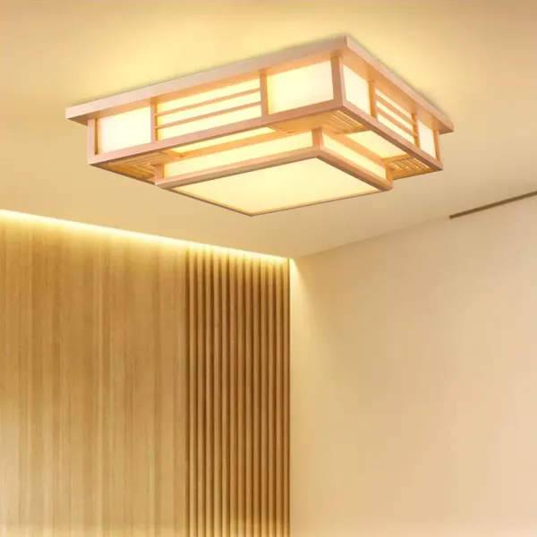 Japonské stropní svítidlo LED, stropní svítidlo z masivního dřeva, kreativní geometrie, stropní svítidlo do obývacího pokoje Japonské stropní svítidlo LED, stropní svítidlo z masivního dřeva, kreativní geometrie, stropní svítidlo do obývacího pokoje