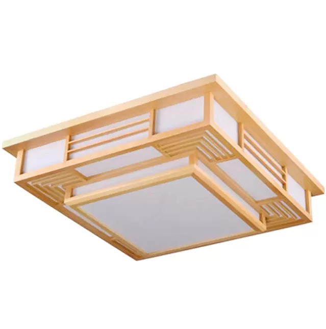 Japonské stropní svítidlo LED, stropní svítidlo z masivního dřeva, kreativní geometrie, stropní svítidlo do obývacího pokoje
