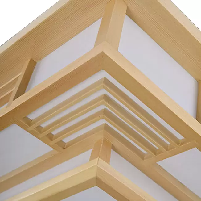Japonské stropní svítidlo LED, stropní svítidlo z masivního dřeva, kreativní geometrie, stropní svítidlo do obývacího pokoje
