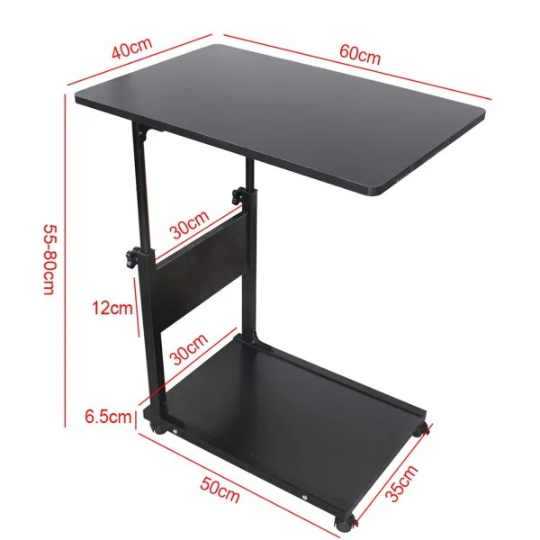 Pojízdný noční stolek - Kov - Výškově nastavitelný - S kolečky - MDF - 50,00 x 35,00 x 55,00 cm - Černé proutí Pojízdný noční stolek - Kov - Výškově nastavitelný - S kolečky - MDF - 50,00 x 35,00 x 55,00 cm - Černé proutí