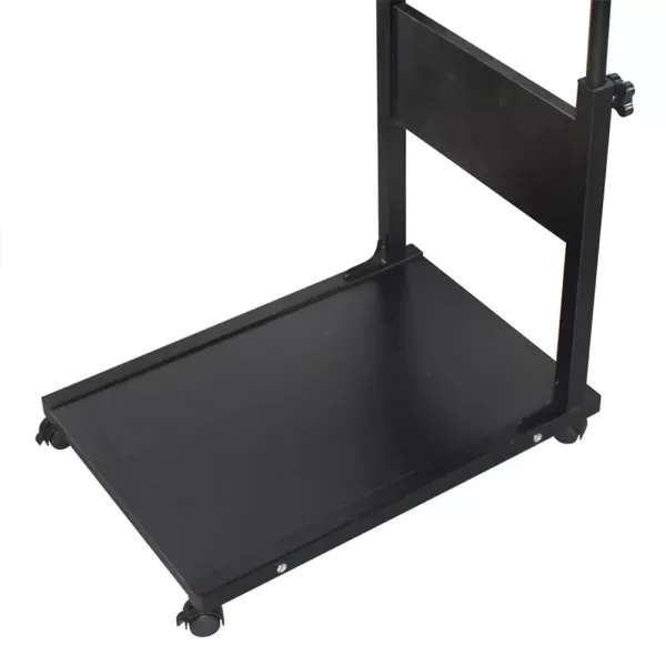 Pojízdný noční stolek - Kov - Výškově nastavitelný - S kolečky - MDF - 50,00 x 35,00 x 55,00 cm - Černé proutí