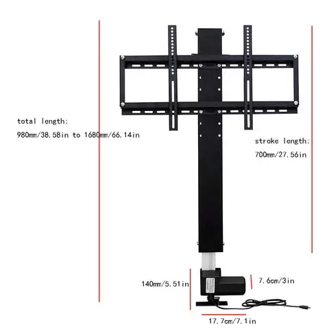 Elektrický televizní stojan výškově nastavitelný 700 mm Dálkové ovládání pro 26
