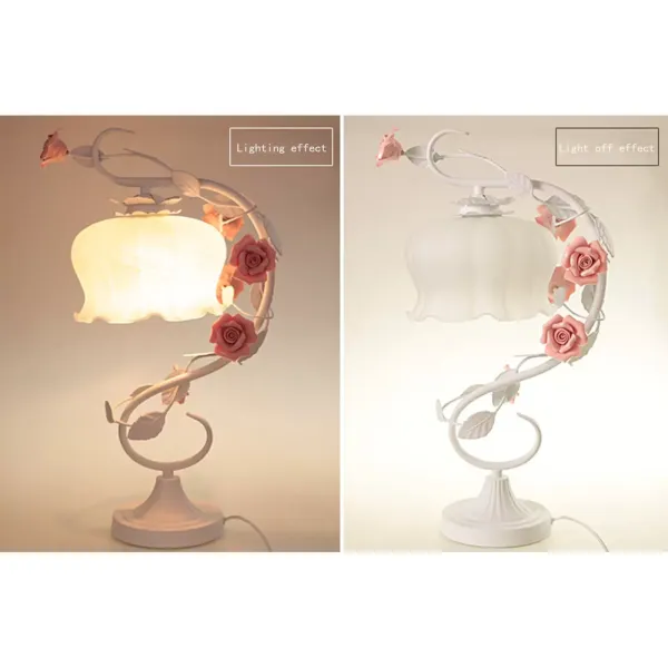 Noční lampa v evropském stylu do ložnice, bílá keramická ručně vyráběná svatební dekorace Noční lampa v evropském stylu do ložnice, bílá keramická ručně vyráběná svatební dekorace