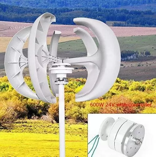 600W 24V vertikální 5listý generátor větrné turbíny Osa lucerny s ovladačem