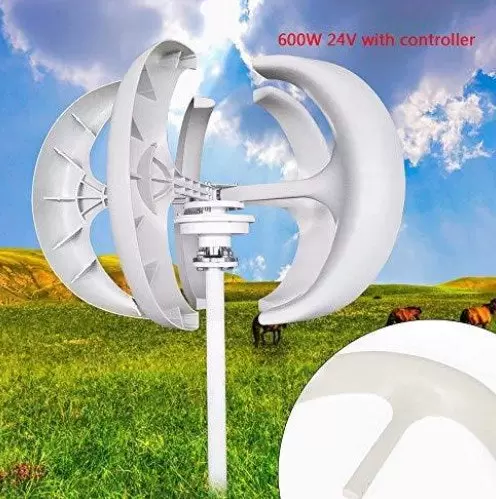 600W 24V vertikální 5listý generátor větrné turbíny Osa lucerny s ovladačem