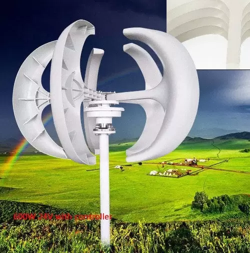 600W 24V vertikální 5listý generátor větrné turbíny Osa lucerny s ovladačem