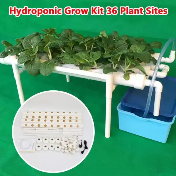4 trubice 36 slotů Hydroponický pěstební systém PVC U Hydroponic Grow Kit Bílá.