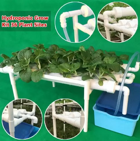 4 trubice 36 slotů Hydroponic Grow System PVC U Hydroponics Grow Kit White.