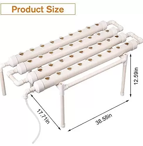 4 trubice 36 slotů Hydroponický pěstební systém PVC U Hydroponic Grow Kit Bílá.