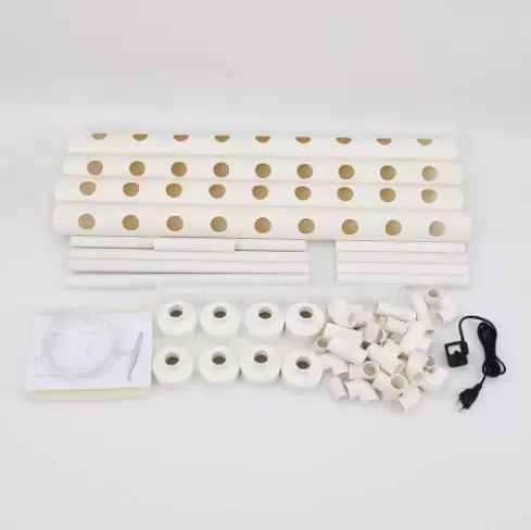 4 trubice 36 slotů Hydroponický pěstební systém PVC U Hydroponic Grow Kit Bílá.