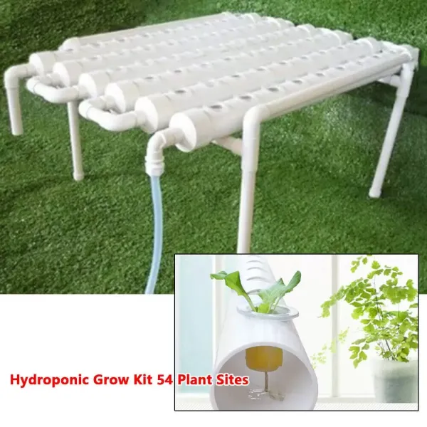 Sada pro hydroponické pěstování – 54 otvorů Hydroponická PVC trubice 6 trubic Systém zahradních rostlin pro listovou zeleninu