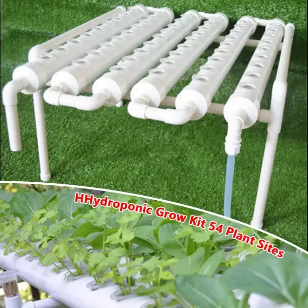 Sada pro hydroponické pěstování – 54 otvorů Hydroponická PVC trubice 6 trubic Systém zahradních rostlin pro listovou zeleninu