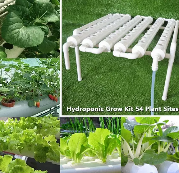 Sada pro hydroponické pěstování - 54 otvorů Hydroponická PVC trubice 6 trubic Hydroponický systém - Hydroponický pěstební systém Systém zahradních rostlin pro listovou zeleninu