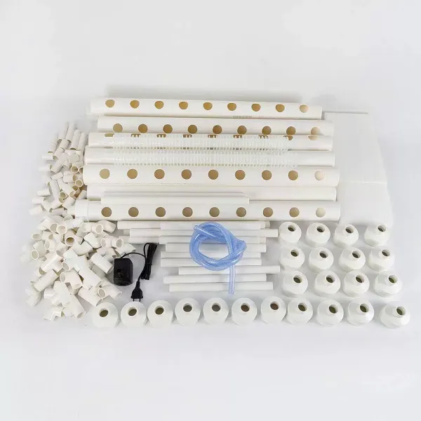 Sada pro hydroponické pěstování PVC - Systém hydroponického pěstování - Sada pro hydroponické pěstování - 3 vrstvy - 108 slotů - 12 trubek