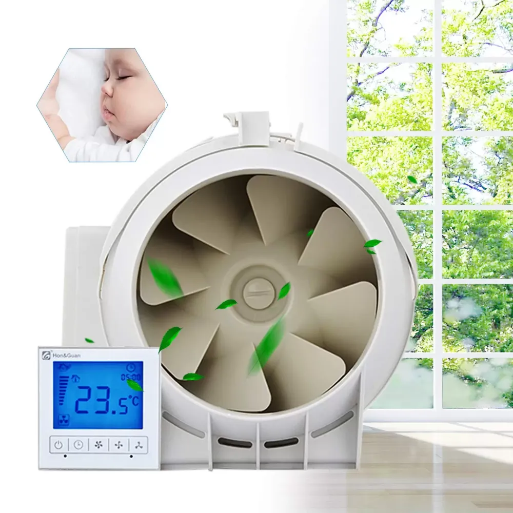 220V kruhový výfukový ventilátor Trubkový ventilátor Koupelnový ventilátor 3rychlostní potrubní odsávací ventilátor s časovačem a hygrostatem pro ložnici, koupelnu nebo kuchyni