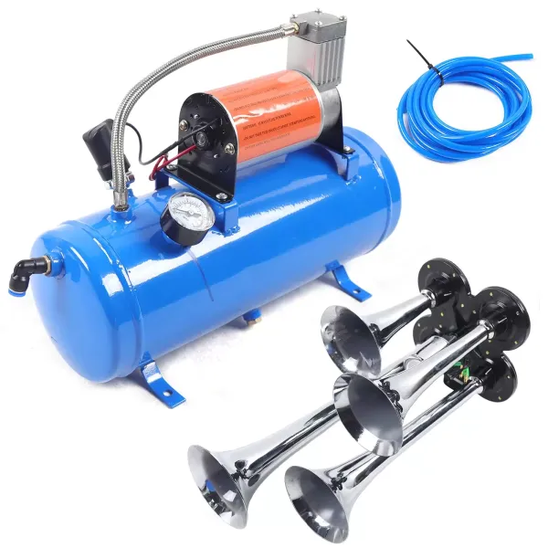 Sada CNCEST Air Horn 6 litrů s 150 PSI 12v 6L kompresor vzduchového kompresoru Kompresor vzduchového čerpadla se 4 trubkami Dobré pro nouzové potřeby