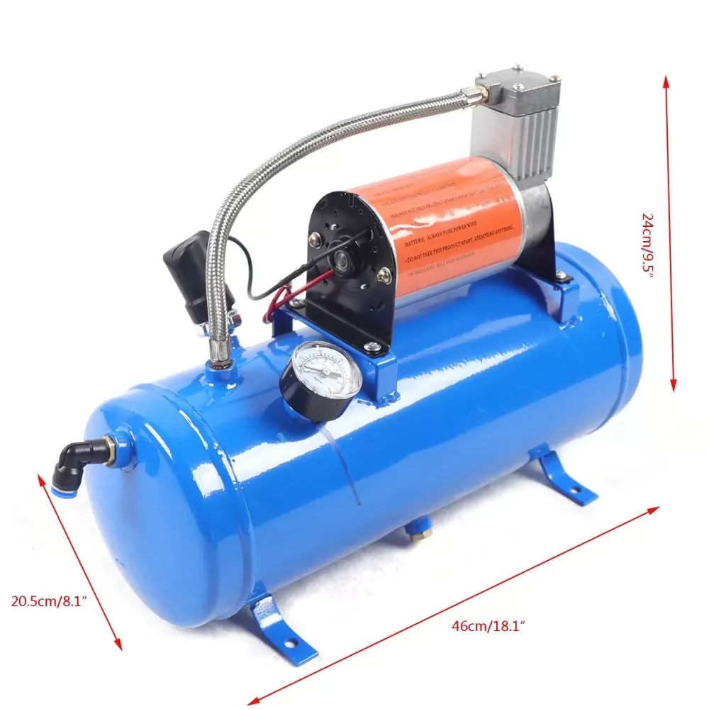 Sada CNCEST Air Horn 6 litrů s 150 PSI 12v 6L kompresor vzduchového kompresoru Kompresor vzduchového čerpadla se 4 trubkami Dobré pro nouzové potřeby