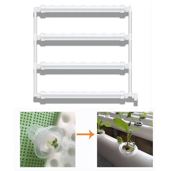 Hydroponický systém z PVC - Pro vodní pěstování - S vodní pumpou - Na balkon a zahradu
