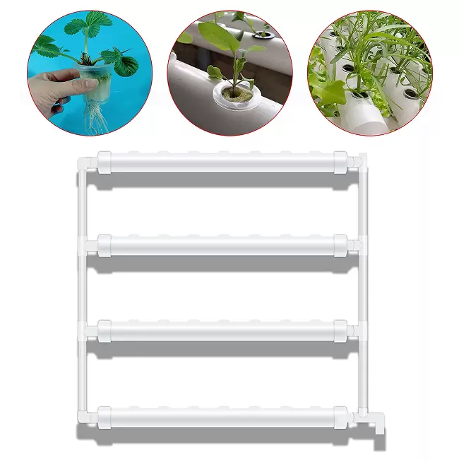 Hydroponický systém z PVC - Pro vodní pěstování - S vodní pumpou - Na balkon a zahradu