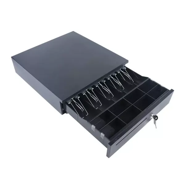 Zásuvka na peníze Pokladní zásuvka Černá Vybavení obchodu + 2*Klíče Steel+Abs