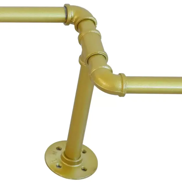 Nástěnná tyč na šaty zlatá 201 kg Tvar L Průmyslová závěsná kovová nástěnná 180 x 25 x 19 cm Nástěnná tyč na šaty zlatá 201 kg Tvar L Průmyslová závěsná kovová nástěnná 180 x 25 x 19 cm