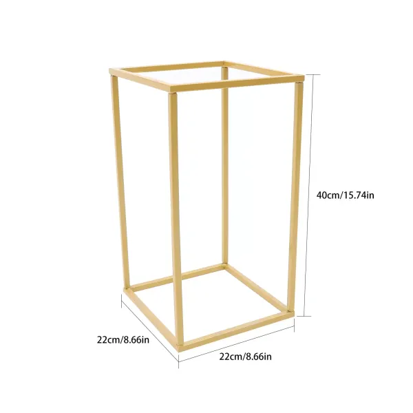 Sada 2 geometrických zlatých kovových stojanů na květiny o výšce 40 cm pro domácnost, párty, svatbu