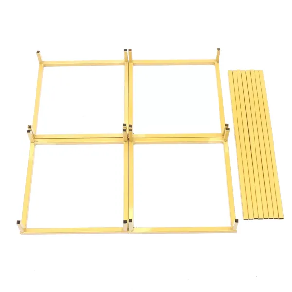 Sada 2 geometrických zlatých kovových stojanů na květiny o výšce 40 cm pro domácnost, párty, svatbu