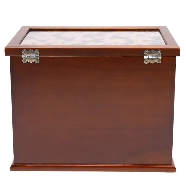 Hnědá dřevěná šperkovnice - 6 pater - velká - 30 x 18,5 x 25 cm - se vzorem čtyřlístku Hnědá dřevěná šperkovnice - 6 pater - velká - 30 x 18,5 x 25 cm - se vzorem čtyřlístku