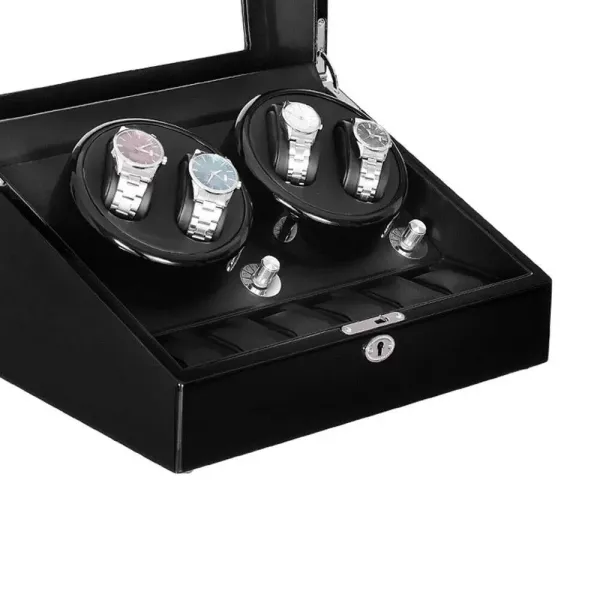 Automatický natahovač hodinek – 10 slotů – LED – 5 režimů – pro hodinky a prsteny – Polyuretan – Černá Automatický natahovač hodinek – 10 slotů – LED – 5 režimů – pro hodinky a prsteny – Polyuretan – Černá