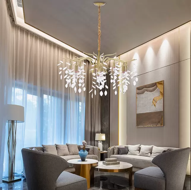 Křišťálové stropní svítidlo, kovový lustr, 12W, zlatý design, obývací pokoj, lustr, luxusní dekorace