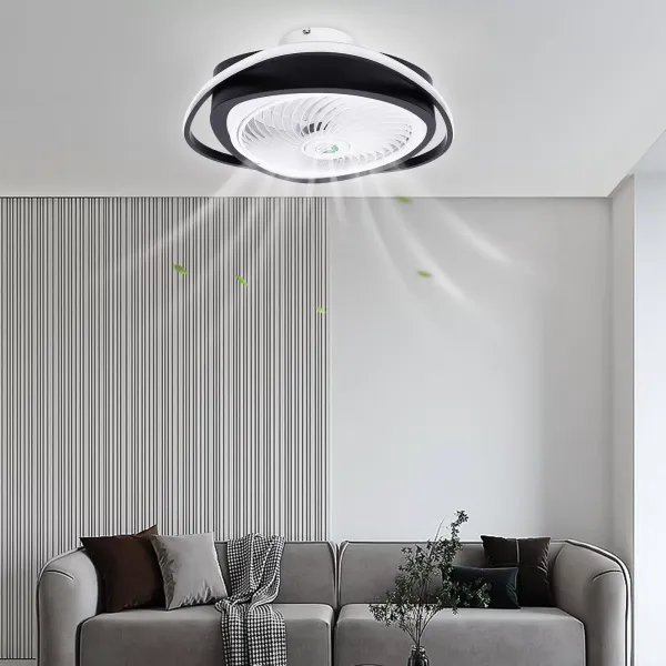 Stropní ventilátor se světlem, LED dálkové ovládání, plně nastavitelný režim svícení, neviditelná akrylová křídla