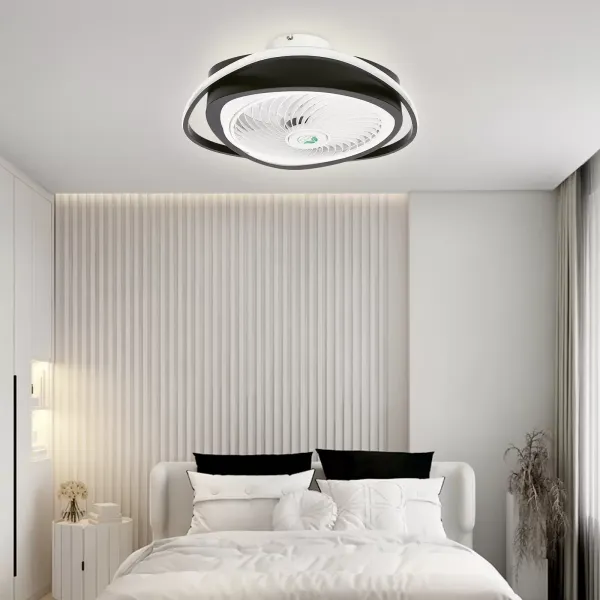 Stropní ventilátor se světlem, LED dálkové ovládání, plně nastavitelný režim svícení, neviditelná akrylová křídla