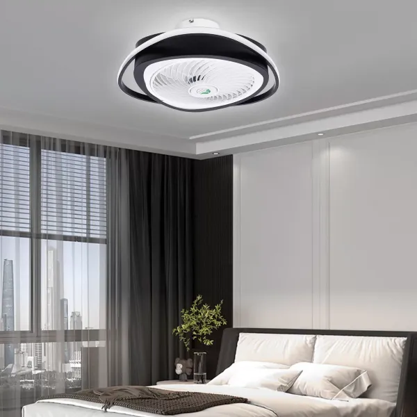Stropní ventilátor se světlem, LED dálkové ovládání, plně nastavitelný režim svícení, neviditelná akrylová křídla