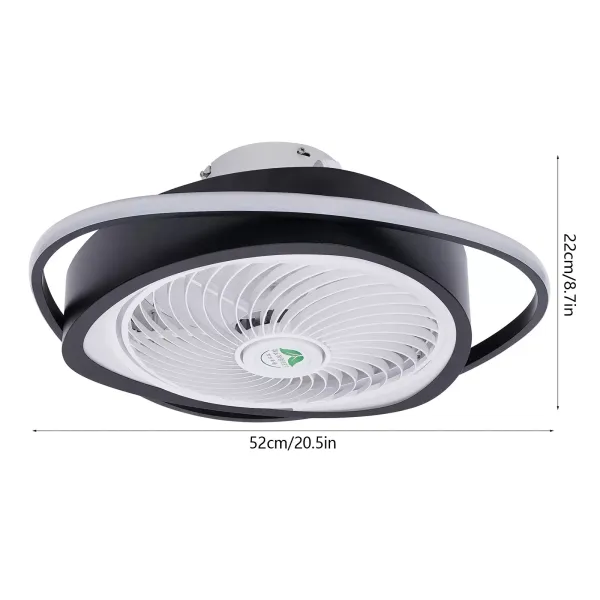Stropní ventilátor se světlem, LED dálkové ovládání, plně nastavitelný režim svícení, neviditelná akrylová křídla
