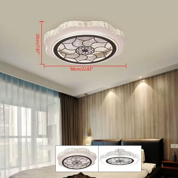 LED stropní svítidlo s ventilátorem, moderní tiché stropní svítidlo s dálkovým ovládáním, stmívatelný ventilátor, do obývacího pokoje, ložnice, jídelny