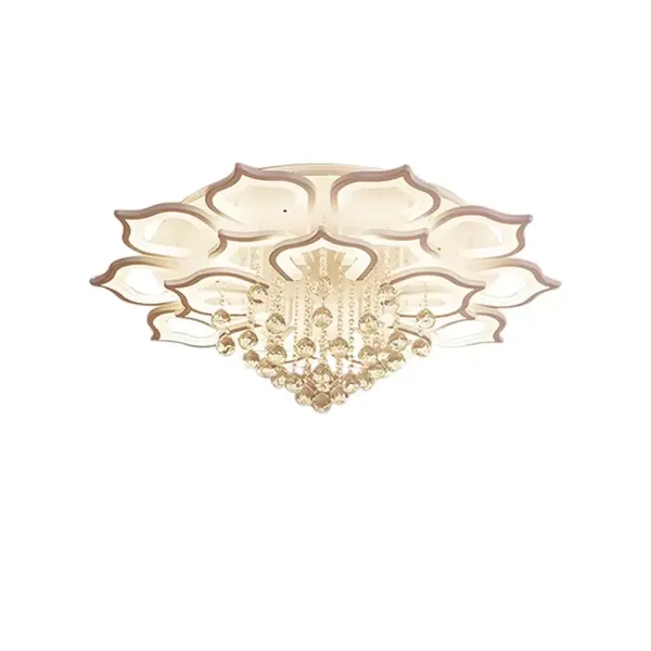Moderní LED stropní svítidlo se stmívatelným dálkovým ovládáním, křišťálové okvětní plátky, 16 hlav