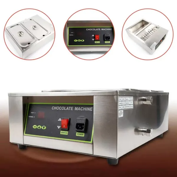 2 x 4 l Elektrická tavička čokolády 30-85°C Tavicka čokolády 10 kg Komerční tavič 1500 W 2 x 4 l Elektrická tavička čokolády 30-85°C Tavicka čokolády 10 kg Komerční tavič 1500 W