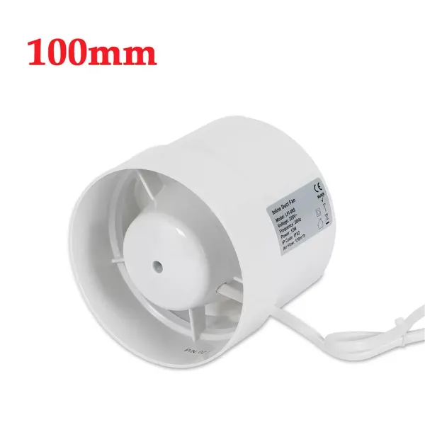 CNCEST Koupelnový trubkový ventilátor s kuličkovým ložiskem 100/125/150 mm pro WC, Koupelnu, Skleník, Kuchyni, Kulatý, 100 mm