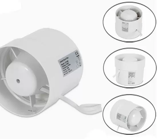 CNCEST Koupelnový trubkový ventilátor s kuličkovým ložiskem 100/125/150 mm pro WC, Koupelnu, Skleník, Kuchyni, Kulatý, 100 mm