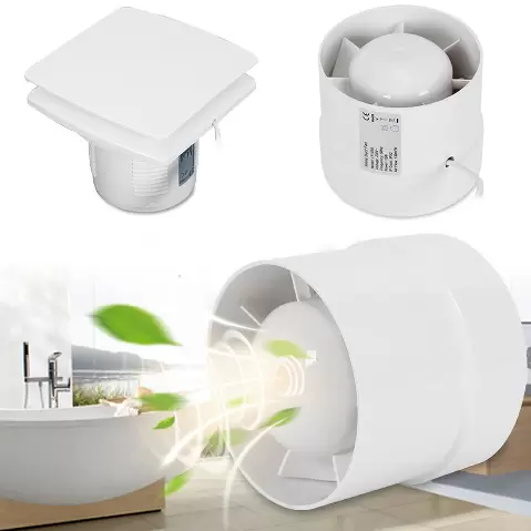 CNCEST Koupelnový trubkový ventilátor s kuličkovým ložiskem 100/125/150 mm pro WC, Koupelnu, Skleník, Kuchyni, Kulatý, 100 mm