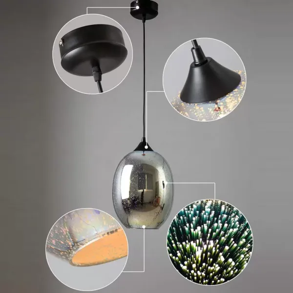 22*32cm Moderní 3D skleněná závěsná lampa Vánoční dekorace stropní ohňostrojová lampa
