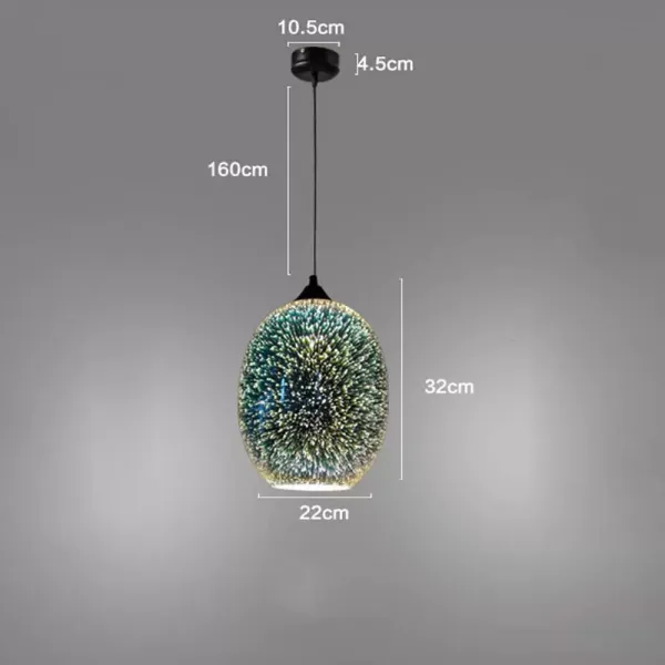 22*32cm Moderní 3D skleněná závěsná lampa Vánoční dekorace stropní ohňostrojová lampa